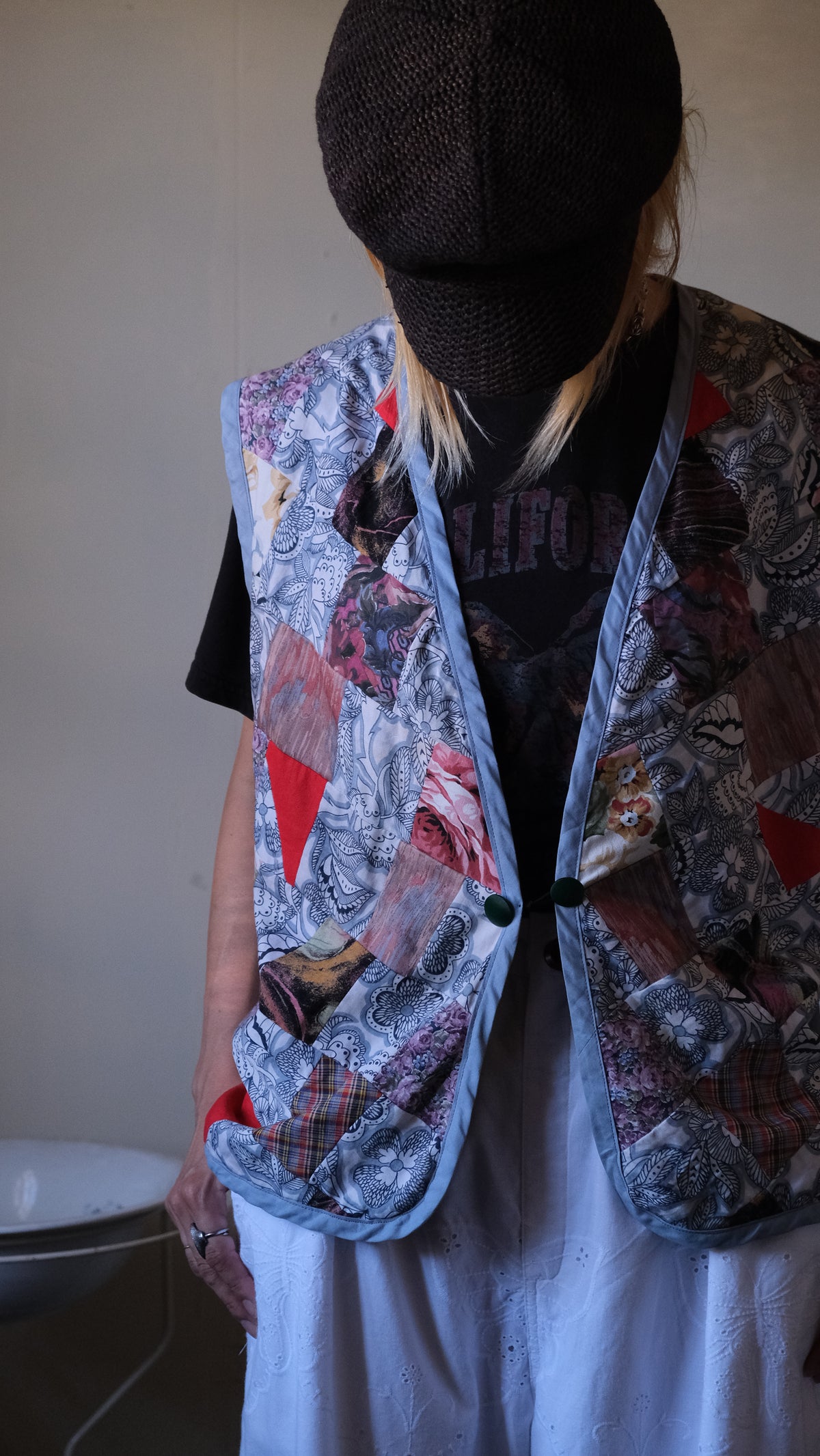 vintage quilt remake Vest Lf-b011