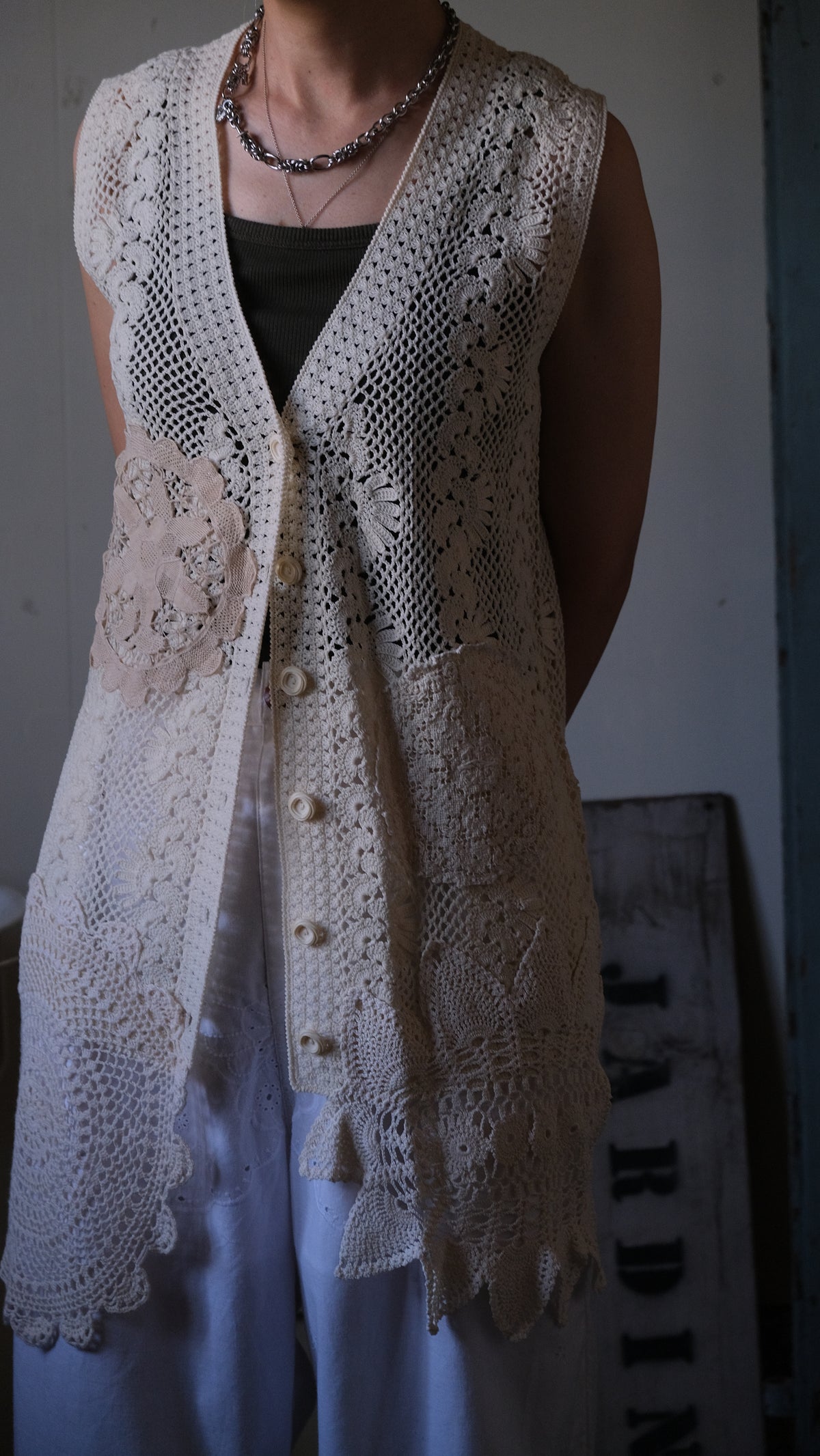 Souvenir lace vintage Vest Lf-b010