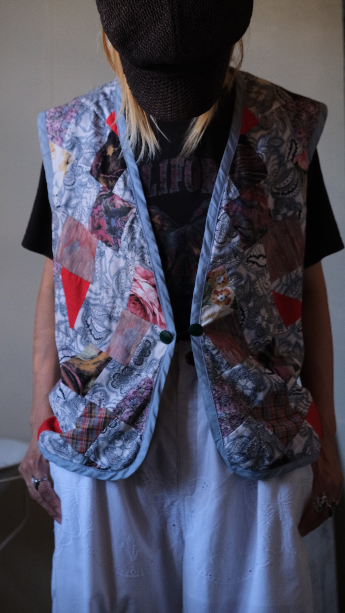 vintage quilt remake Vest Lf-b011