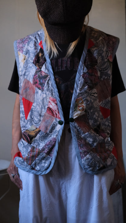vintage quilt remake Vest Lf-b011